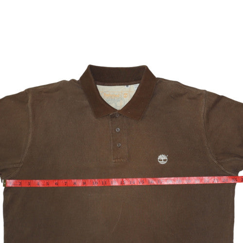 Timberland Men's Brown Long Sleeve Cotton Polo Shirt Size L