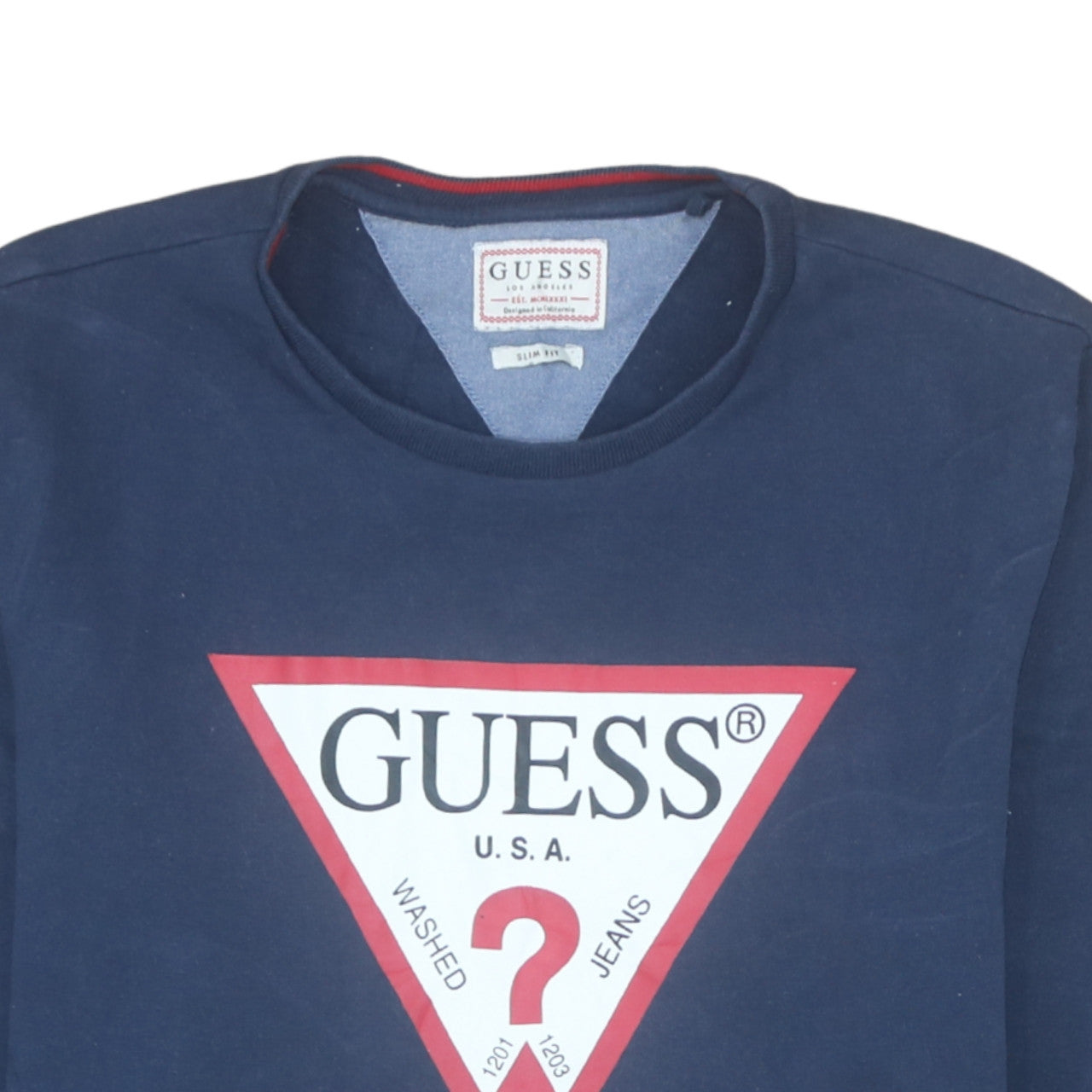 Mens UK Size M GUESS Blue Pullover Sweatshirt