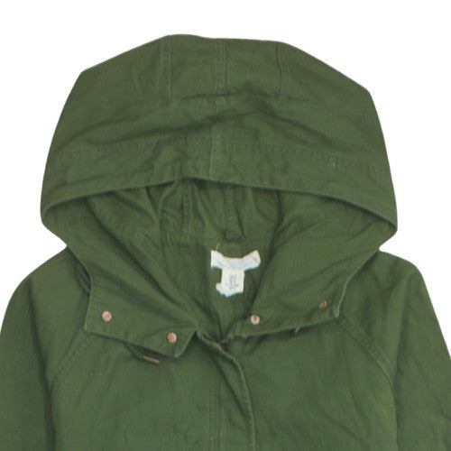 L.O.G.G Women Green Cotton Hooded Parka Jacket Size 16
