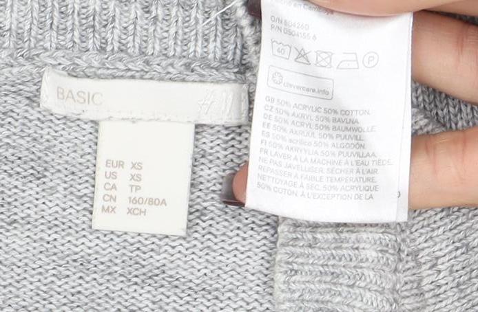 Womens UK Size XS H&M Grey Pullover Jumper
