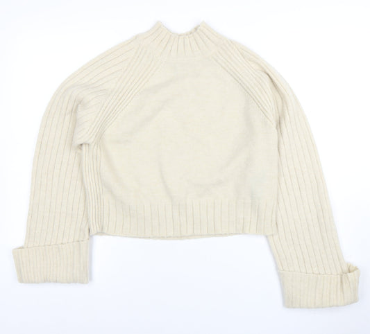 Friends Like These Women Ivory Mock Neck Ribbed Knit Jumper Size 10
