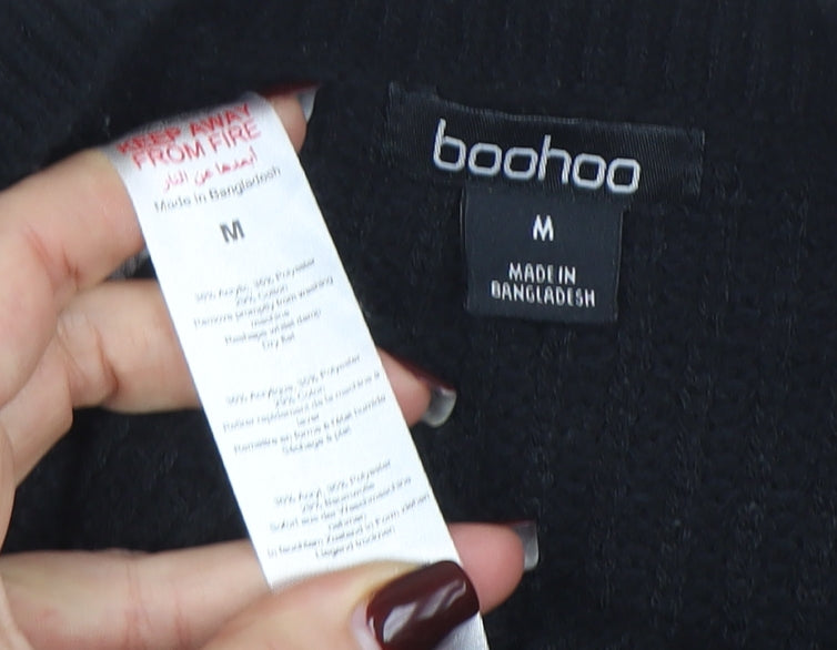 Boohoo Womens Black Knit Long Sleeve Pullover Jumper Size M