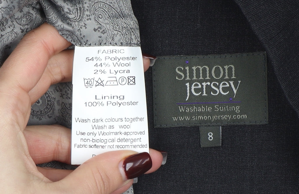 Womens UK Size 8 Simon Jersey Regular Black Suit Jacket