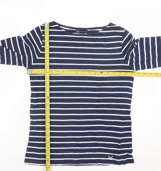 Crew Clothing Company Womens Blue Striped Boat Neck Cotton Top Size 8