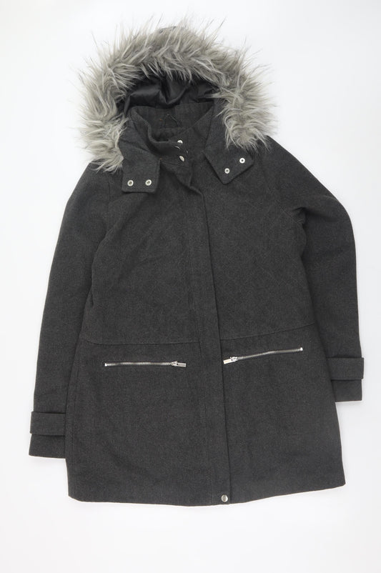 Womens UK Size 14 New Look Grey Parka Coat
