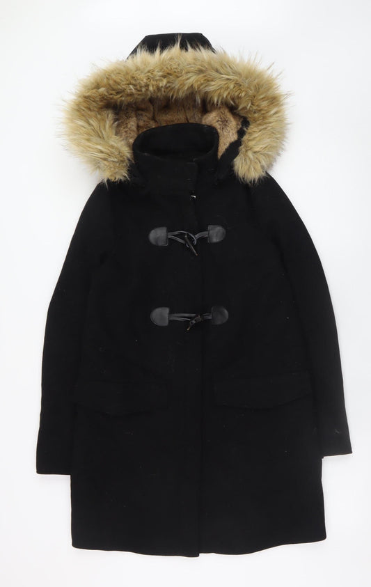 Womens UK Size 8 Zara Black Duffle Coat