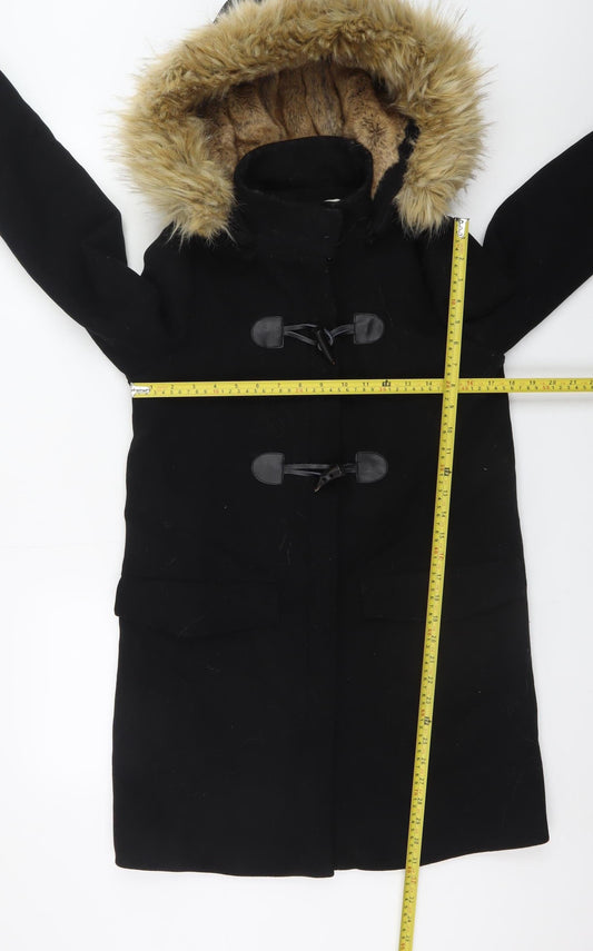 Womens UK Size 8 Zara Black Duffle Coat