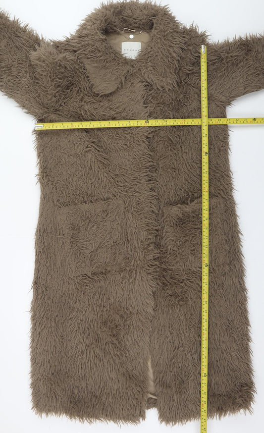 Rino & Pelle Women Brown Long Faux Fur Overcoat Size 12