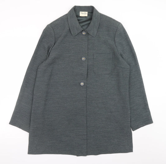 Viyella Petite Women's Grey Button Front Polyester Overcoat UK 14