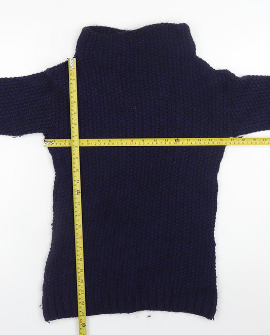 Next Women’s Navy Wool Blend Roll Neck Jumper XS Classic Winter Knit