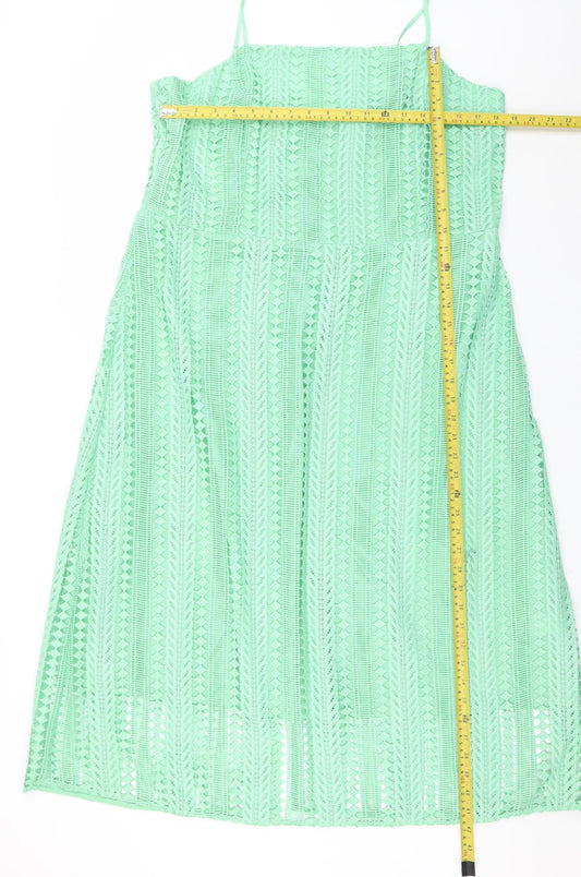 Marks and Spencer Women Green Lace Midi Slip Dress Size 18