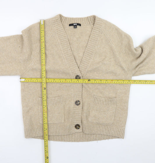 Womens UK Size XS Uniqlo Beige Cardigan Jumper