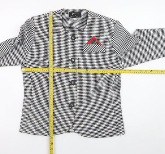 Norman Linton Petite Women’s Black Houndstooth Blazer Size 12