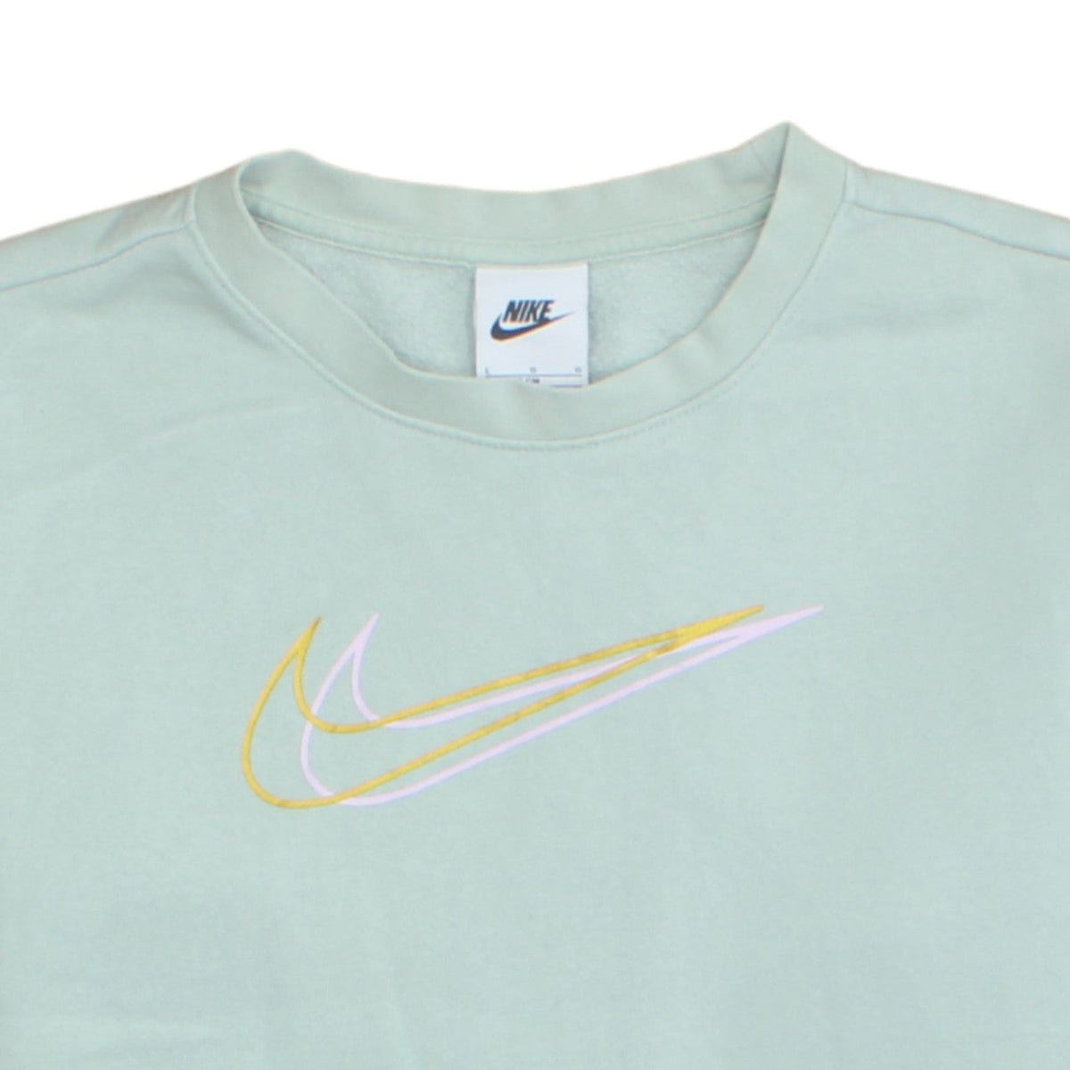 Additional view of Nike girls’ green logo sweatshirt, size 146, regular fit crew neck