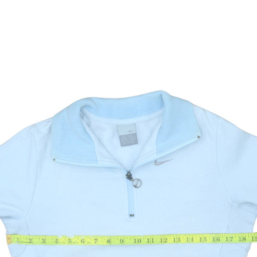 Nike Womens Blue Fleece 1/4 Zip Activewear Jacket Size M