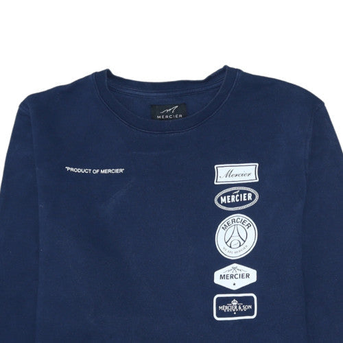 Mens UK Size L Mercier Blue Pullover Sweatshirt