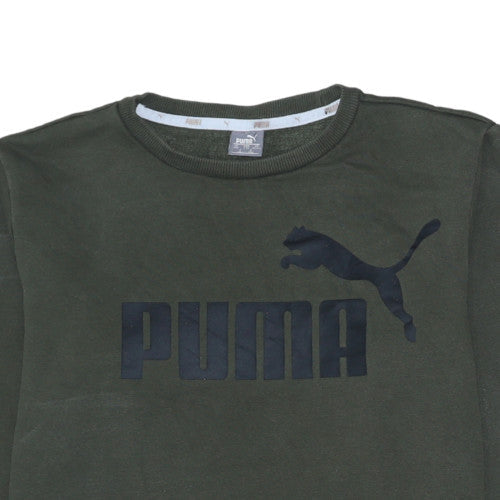 Additional view of Puma boys’ green crew neck sweatshirt, size 14, years fleece logo pullover