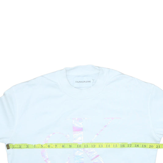 Womens UK Size M Calvin Klein Jeans White Pullover Sweatshirt
