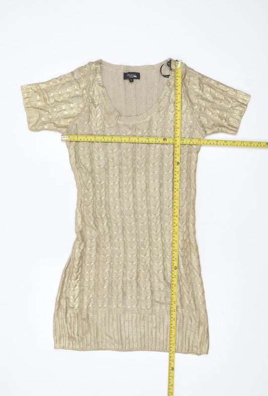 Aftershock London Women’s Gold Knit Jumper Dress XL