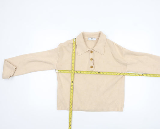 Womens UK Size M MNG Beige Henley Jumper