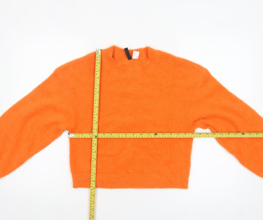 H&M Divided Women’s Orange Crew Neck Long Sleeve Pullover Jumper Size 8
