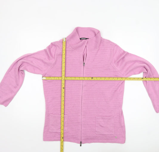 Olsen Women's Pink Full Zip Cotton Acrylic Jumper Size 16