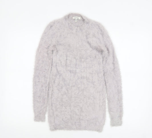 Wild Flower Women’s Grey Fuzzy Knit Long Sleeve Pullover Jumper S