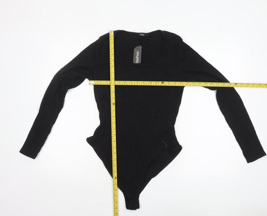 Womens UK Size L Boohoo One-Piece Black Bodysuit