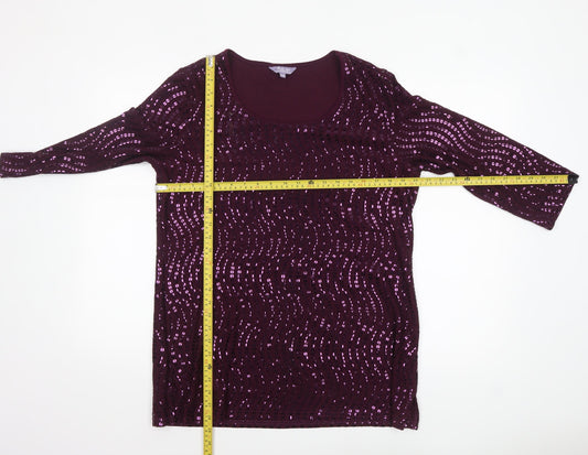 Womens UK Size 14/16 Michele Hope Purple Tunic Blouse
