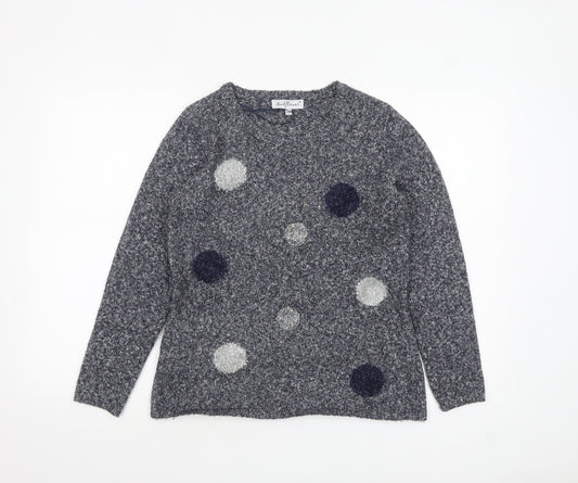 Mudflower Womens Grey Polka Dot Chunky Knit Jumper S Long Sleeve