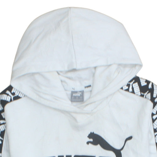 Mens UK Size L PUMA White Pullover Hoodie