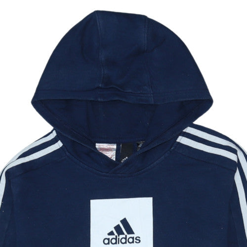 Additional view of Adidas boys’ blue pullover hoodie sweatshirt, size 13-14, years cotton blend