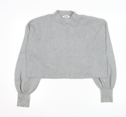 4th & Reckless Women's Grey Cropped Mock Neck Long Sleeve Top Size 14