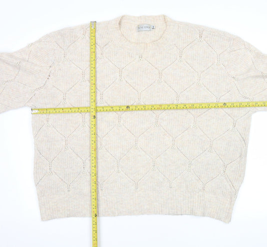 In The Style Women's Beige Beaded Knit Pullover Jumper Size 14