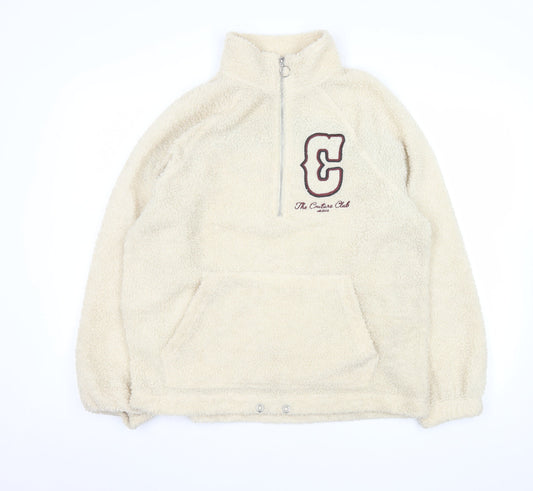 The Couture Club Men’s Beige Fleece 1/4 Zip Jacket Size S