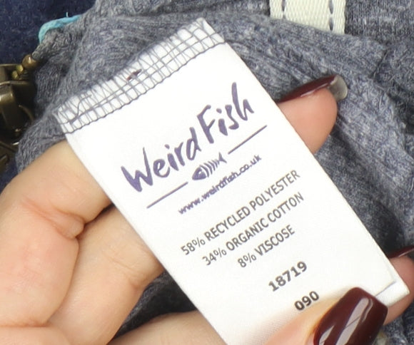 Womens UK Size 10 Weird Fish Grey Full Zip Hoodie