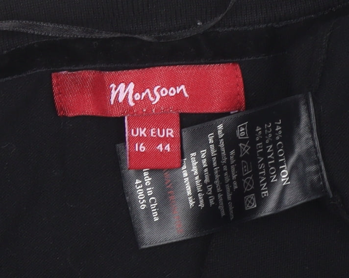 Womens UK Size 16 Monsoon Black Cropped Blouse