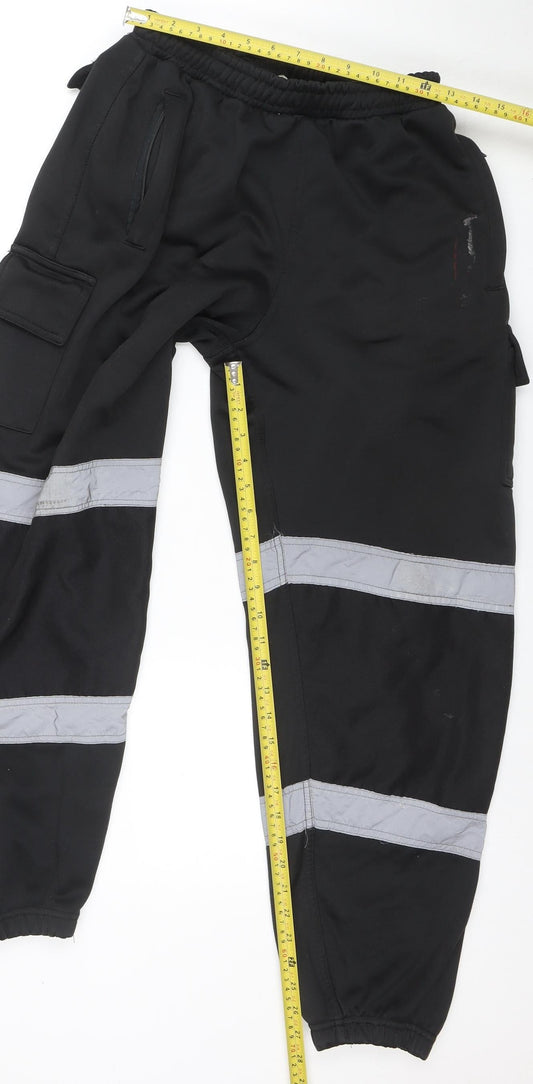 Mens UK Size L Dolce Vari Regular Fit Jogger Black Trousers