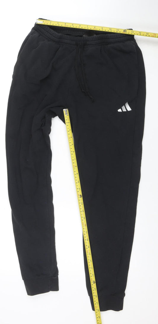 Adidas Men Black M Jogger Trousers Cotton Blend Regular Fit