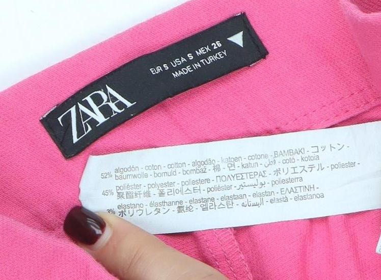 Womens UK Size S Zara Slim Fit Casual Workwear Pink Trousers