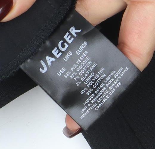 Womens UK Size 8 Jaeger Slim Fit Cropped Black Trousers