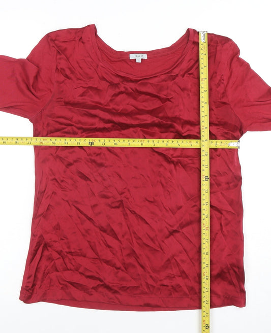 Womens UK Size S Jigsaw Red Tunic Blouse