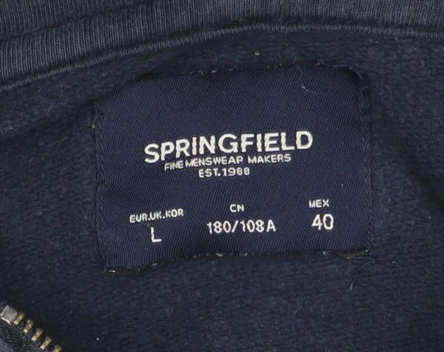 Mens UK Size L Springfield Blue Full Zip Hoodie