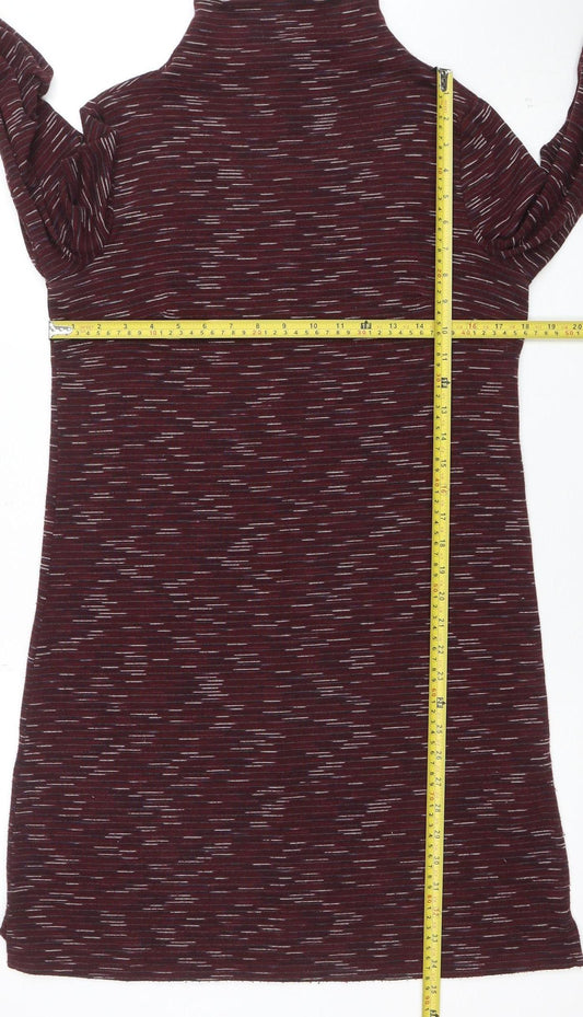 Marks and Spencer Women's Red Striped Roll Neck Bodycon Dress Size 12