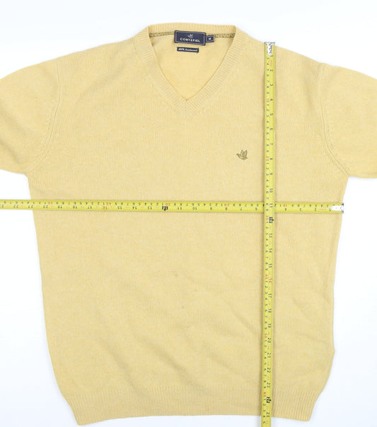 Cortefiel Men's Beige Lambswool V-Neck Jumper M
