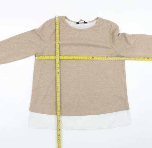 Dorothy Perkins Women Beige Tunic Blouse UK 12 3/4 Sleeve Knit