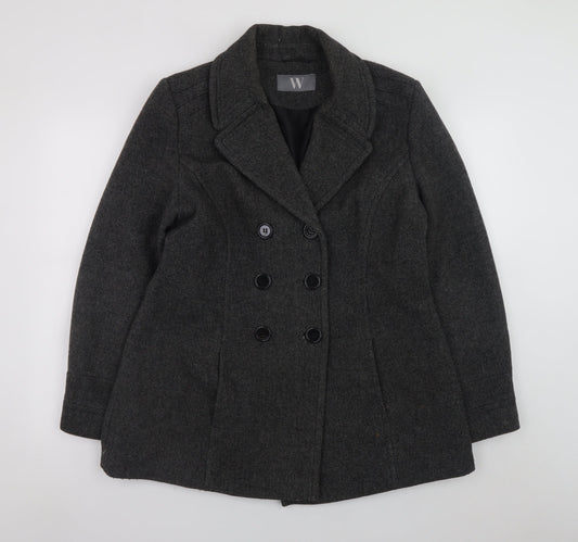 Womens UK Size 16 BHS Grey Pea Coat