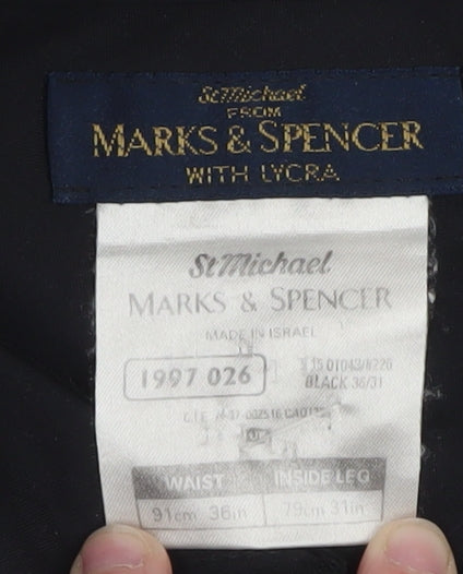Mens UK Size L Marks and Spencer Regular Fit Dress Pants Black Trousers
