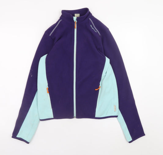 Quechua Teens Purple Blue Fleece Full Zip Jacket Size 14