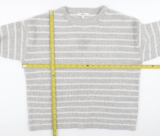 Marks and Spencer Women’s Grey Striped Knit Waffle Jumper Size M